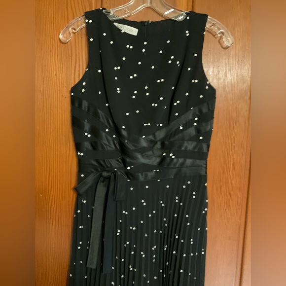 Kay Unger New York Pleated Polka Dot Dress with Silk Accents Size 4 #2318 - Picture 2 of 6